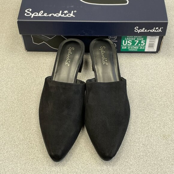 NEW Splendid Laylai Women's US 7.5 Black Block Heel Mules - Picture 2 of 7